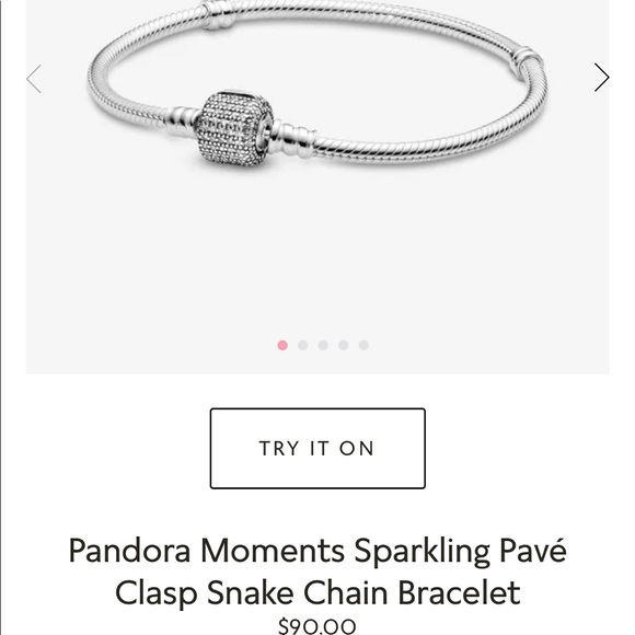 Pandora Moment Sparking Pave Clasp Snake Chain - Picture 1 of 3